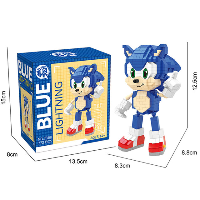 Anime Sonic The Hedgehog Building Blocks, Action Figure, Brinquedo